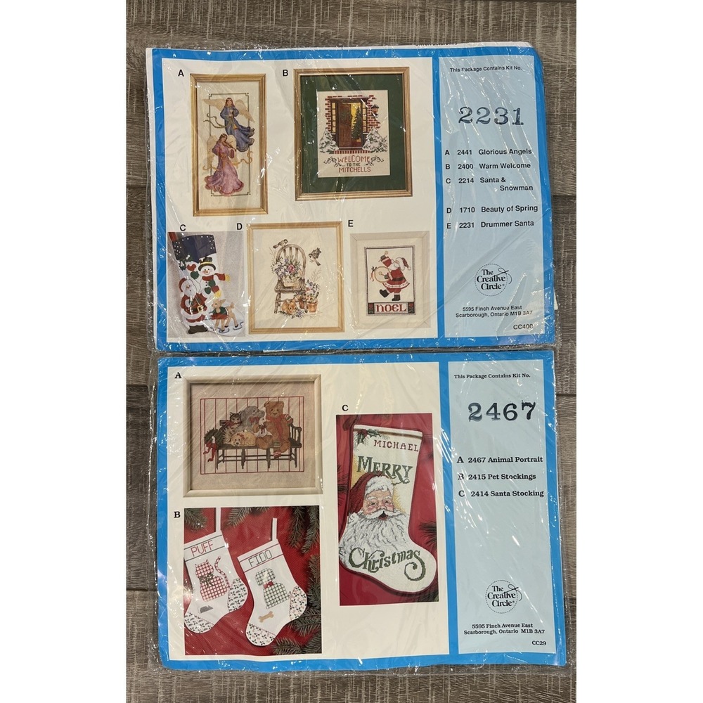 Unopened The Creative Circle - Stitchery Kit‎ Lot 2 Pkgs, Christmas Stockings
